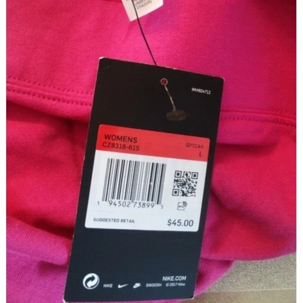New with tag Women's Nike Cotton Polyester Hot Pink Leggings with Logo Size L